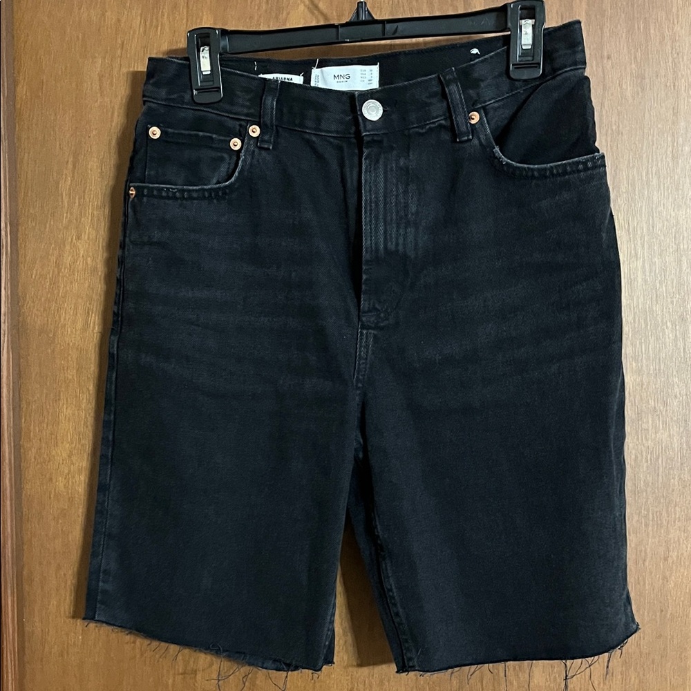 Mango Black Denim Jean Shorts size 6